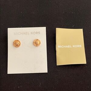 Michael Kors Gold-Tone Logo Stud Earrings